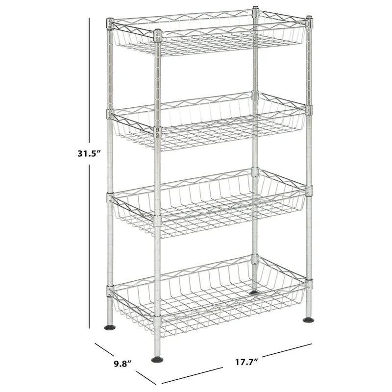 Storage 4-Tier Chrome Wire Mini Rack - 17.7 x 9.8 x 31.5 - 18Wx10Dx31H