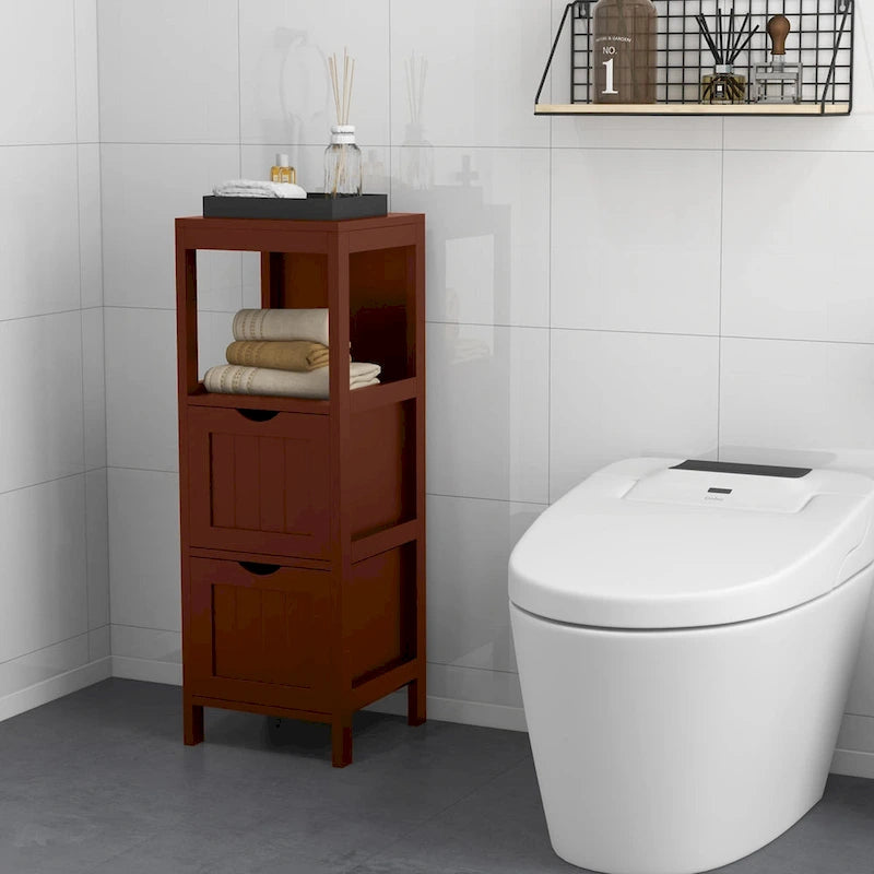 Bathroom Floor Cabinet Freestanding Side Storage Organizer - See Details
