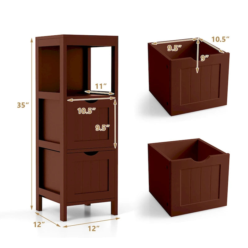 Bathroom Floor Cabinet Freestanding Side Storage Organizer - See Details
