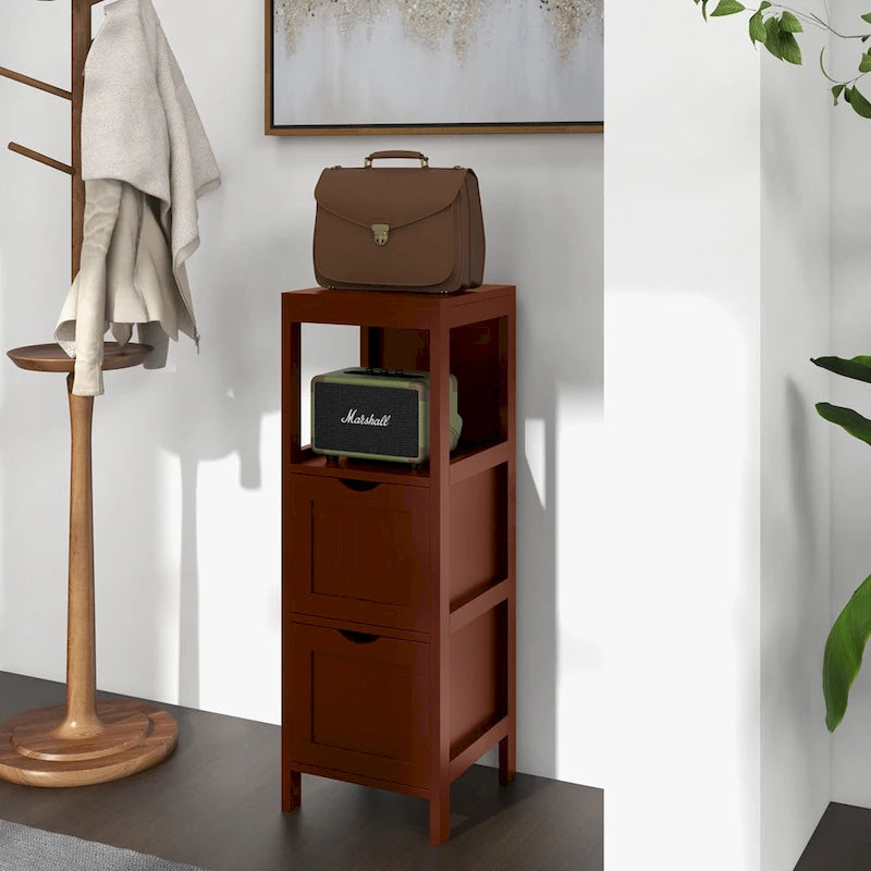 Bathroom Floor Cabinet Freestanding Side Storage Organizer - See Details