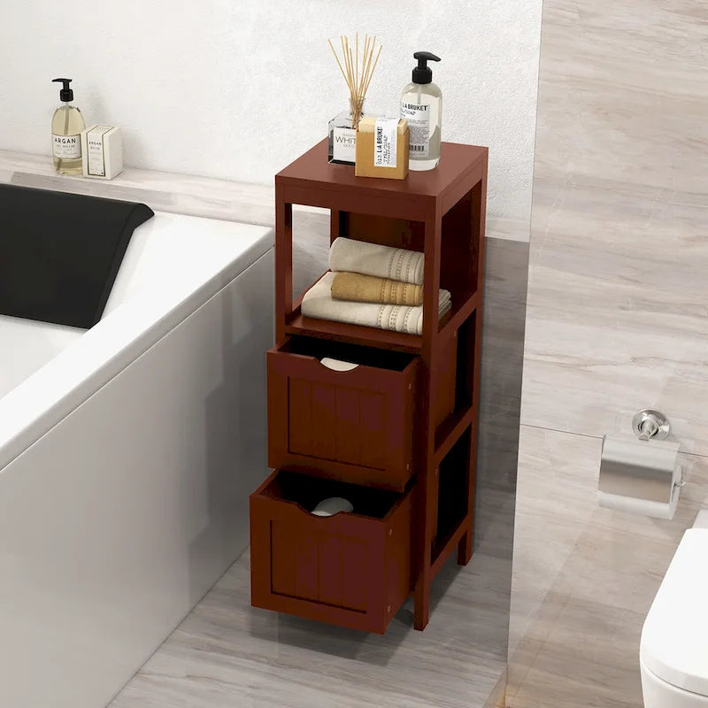 Bathroom Floor Cabinet Freestanding Side Storage Organizer - See Details