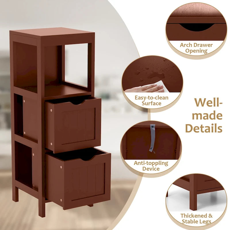 Bathroom Floor Cabinet Freestanding Side Storage Organizer - See Details