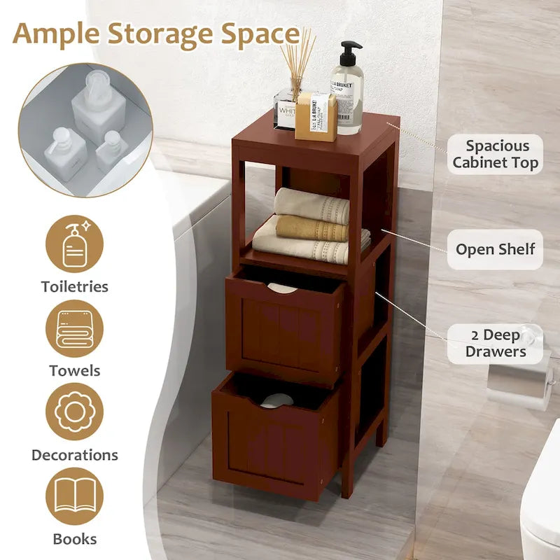 Bathroom Floor Cabinet Freestanding Side Storage Organizer - See Details