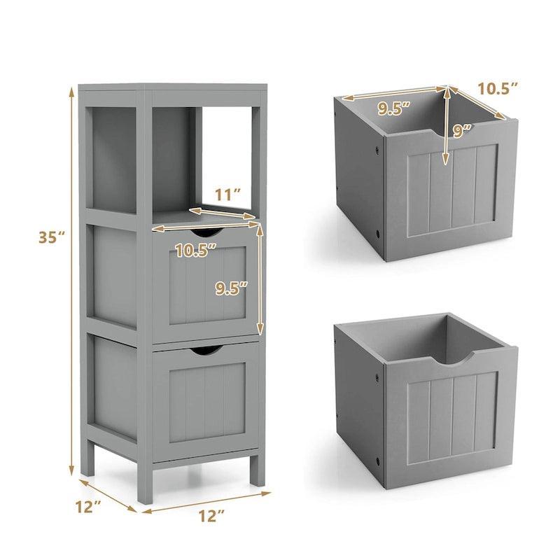Bathroom Floor Cabinet Freestanding Side Storage Organizer - See Details
