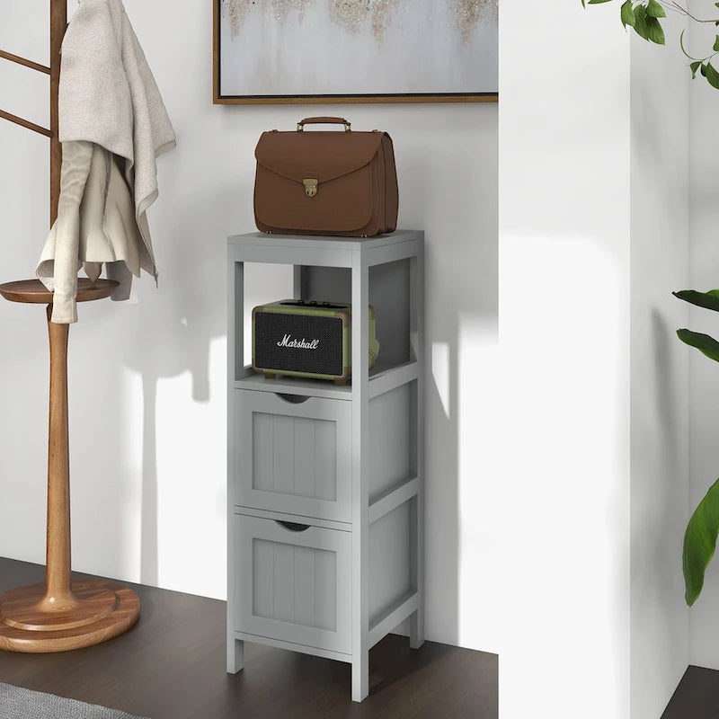 Bathroom Floor Cabinet Freestanding Side Storage Organizer - See Details