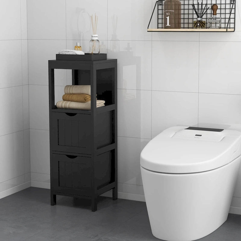 Bathroom Floor Cabinet Freestanding Side Storage Organizer - See Details