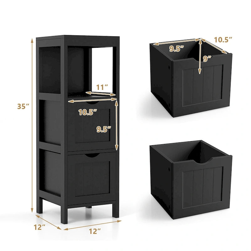Bathroom Floor Cabinet Freestanding Side Storage Organizer - See Details