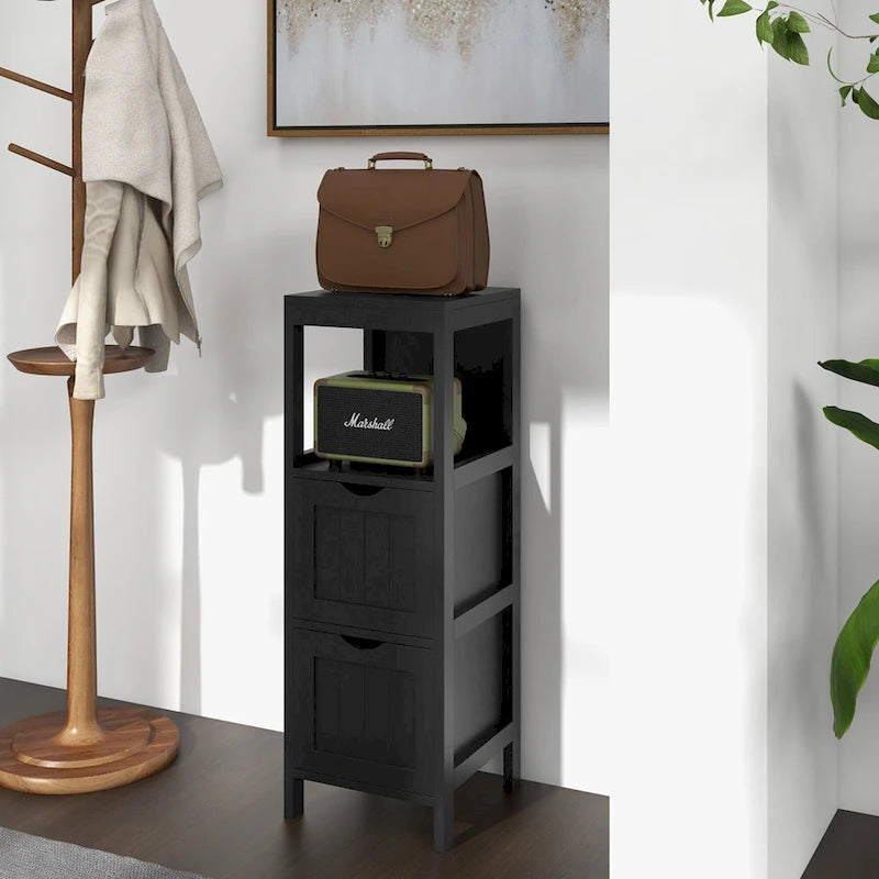 Bathroom Floor Cabinet Freestanding Side Storage Organizer - See Details