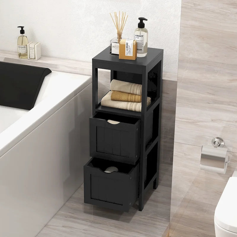 Bathroom Floor Cabinet Freestanding Side Storage Organizer - See Details