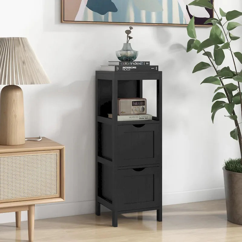 Bathroom Floor Cabinet Freestanding Side Storage Organizer - See Details