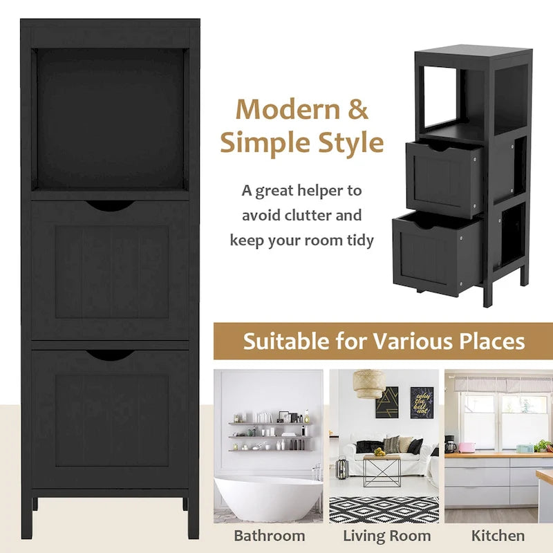 Bathroom Floor Cabinet Freestanding Side Storage Organizer - See Details