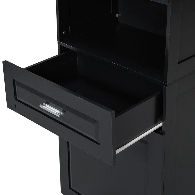 Tall Bathroom Storage Cabinet with Tilt-Out Laundry Basket, Drawer and Adjustable Shelf, Freestanding Floor Cabinet