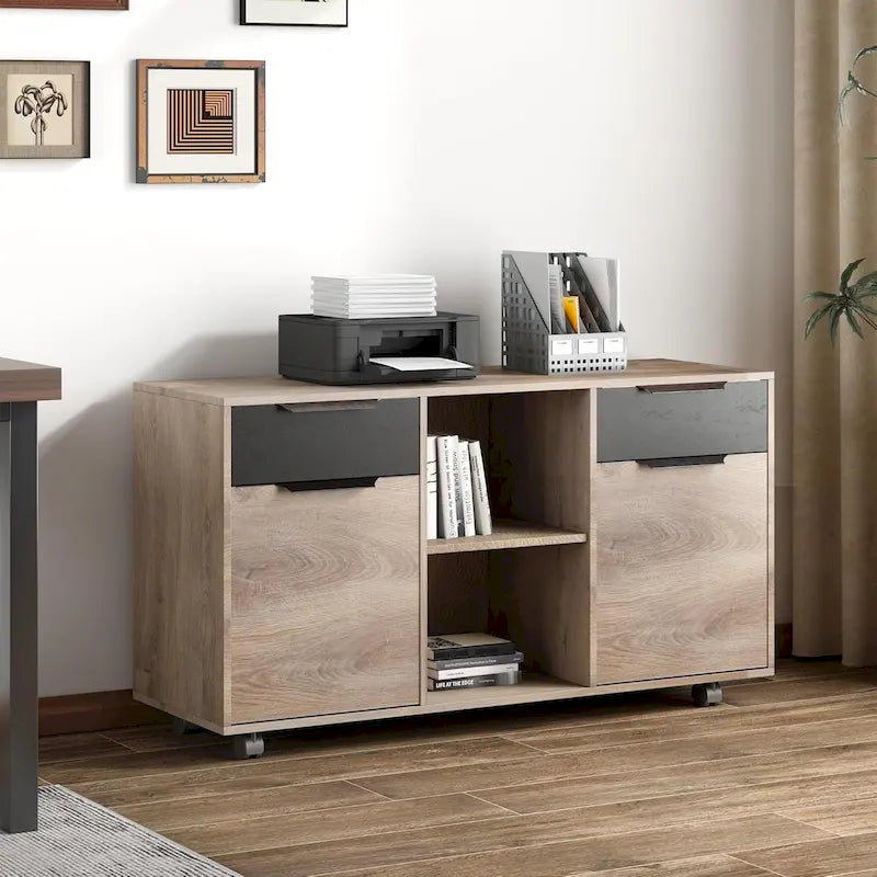 47 Large Mobile Lateral Filing Cabinet with Wheels Printer Stand