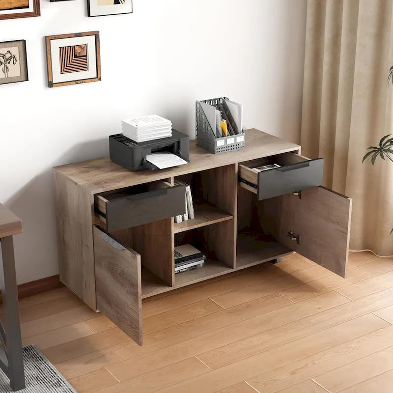 47 Large Mobile Lateral Filing Cabinet with Wheels Printer Stand