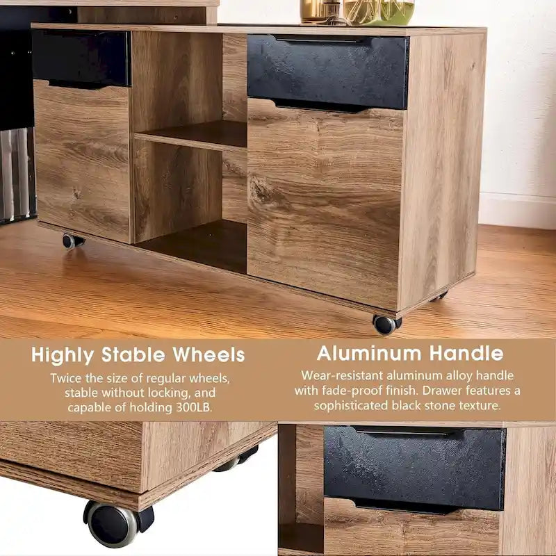 47 Large Mobile Lateral Filing Cabinet with Wheels Printer Stand