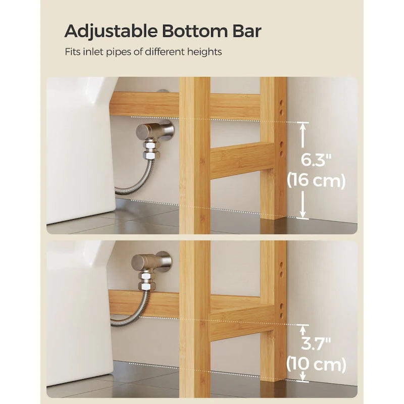3-Tier Tall Freestanding Wicker Over-the-Toilet Storage Organizer with 3 Hight Adjustable Middle Shelf