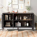 Modern Wood Storage Cabinet with Three Tempered Glass Doors and Adjustable Shelf