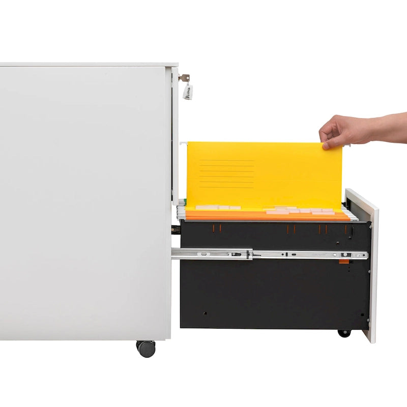 2 Drawer Rolling Locking Office File Cabinet with Lock, Anti-tilt Wheels