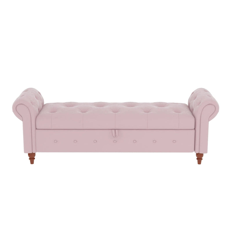 63 Bed Bench Cream White Fabric