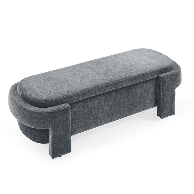 Linen fabric upholstered bench, large storage space, (51.5 x20.5 x17 )