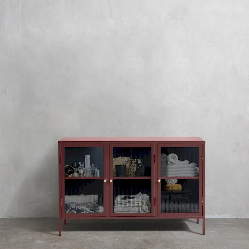 Modern Metal & Glass 3-Door Sideboard
