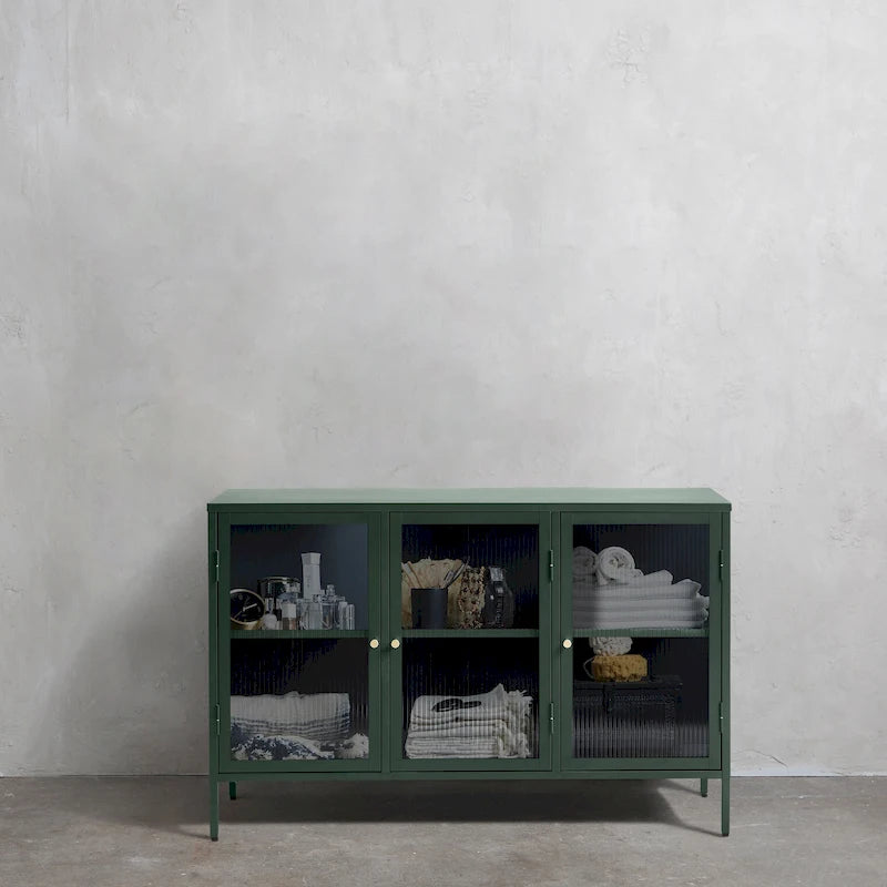 Modern Metal & Glass 3-Door Sideboard