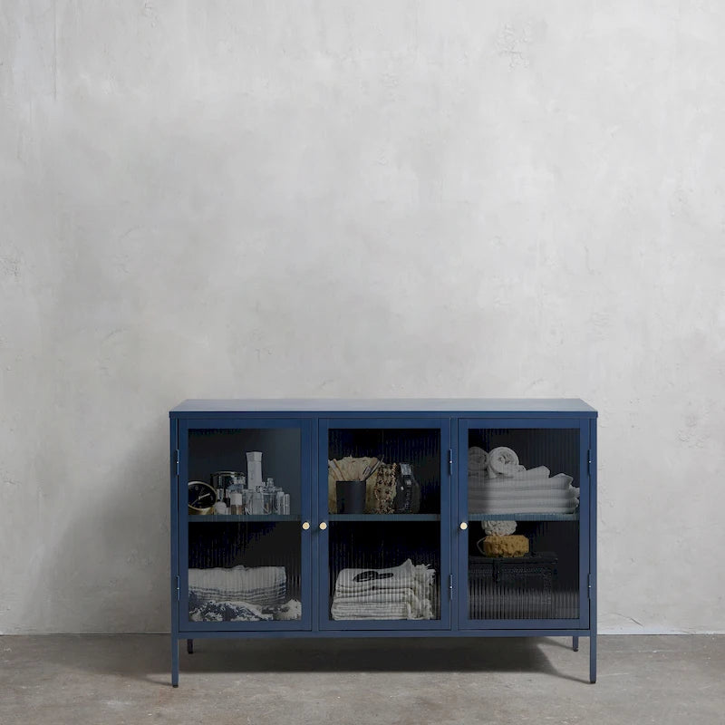 Modern Metal & Glass 3-Door Sideboard