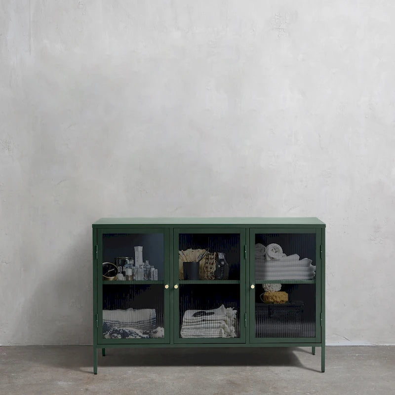 Modern Metal & Glass 3-Door Sideboard