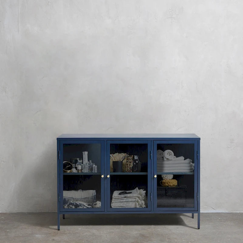 Modern Metal & Glass 3-Door Sideboard