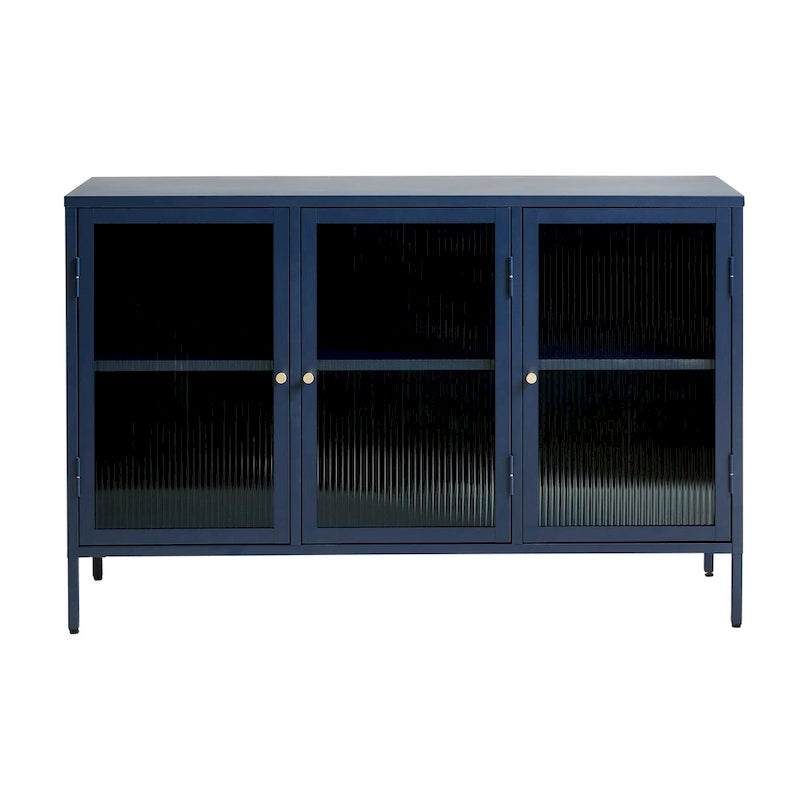Modern Metal & Glass 3-Door Sideboard