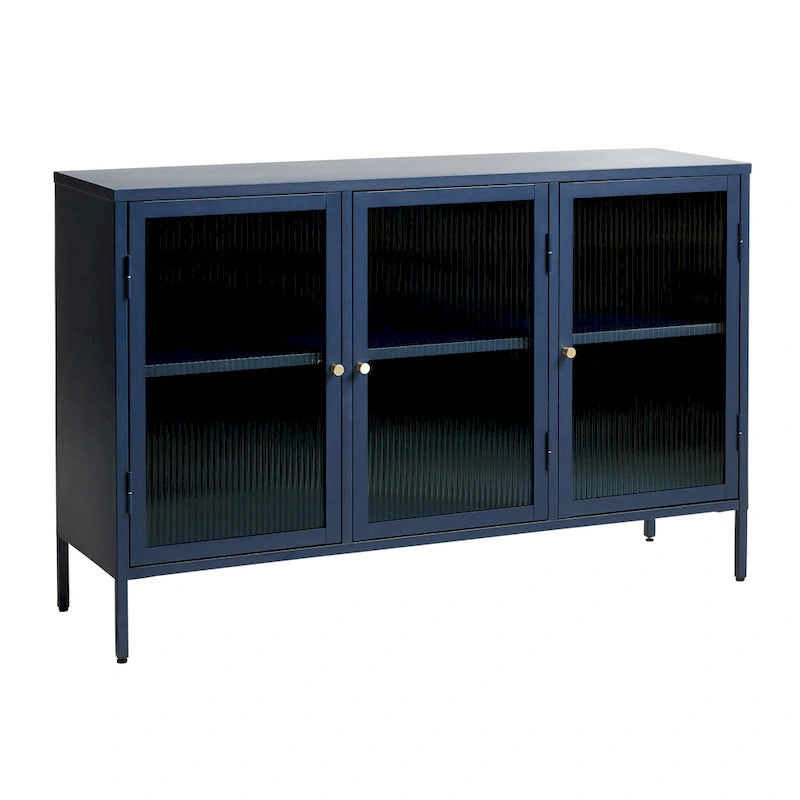 Modern Metal & Glass 3-Door Sideboard