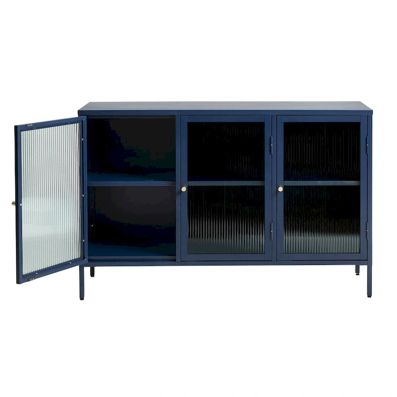 Modern Metal & Glass 3-Door Sideboard