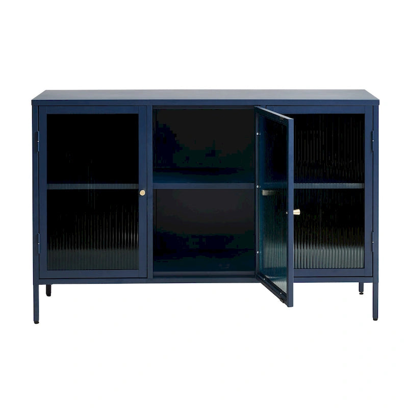 Modern Metal & Glass 3-Door Sideboard