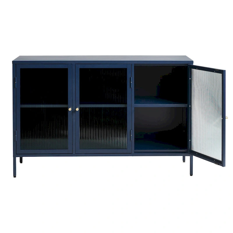 Modern Metal & Glass 3-Door Sideboard