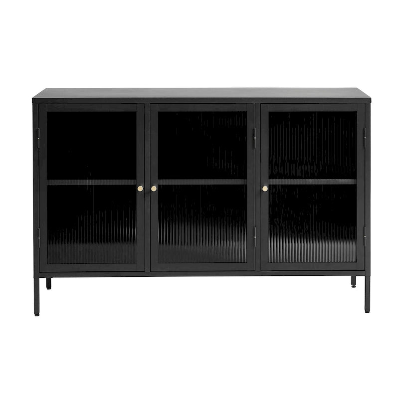 Modern Metal & Glass 3-Door Sideboard
