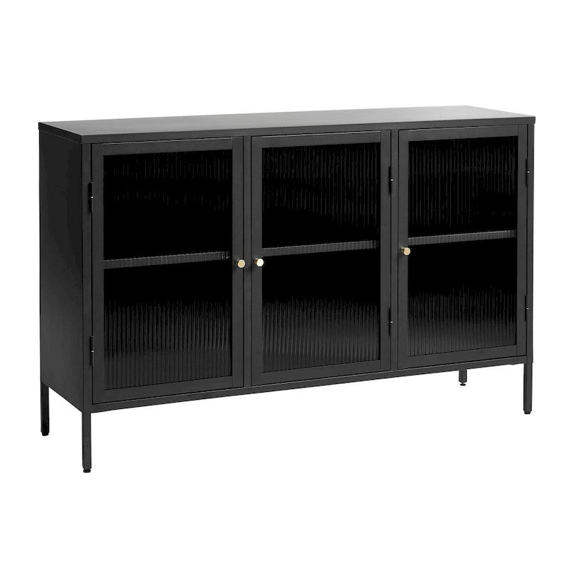 Modern Metal & Glass 3-Door Sideboard