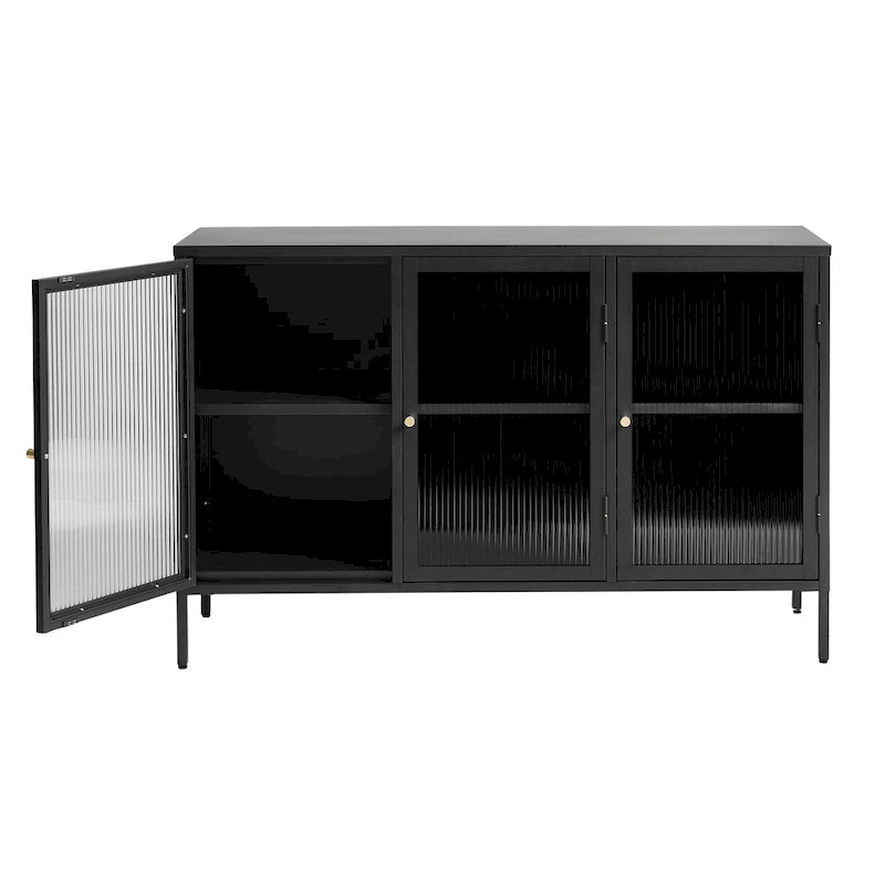 Modern Metal & Glass 3-Door Sideboard