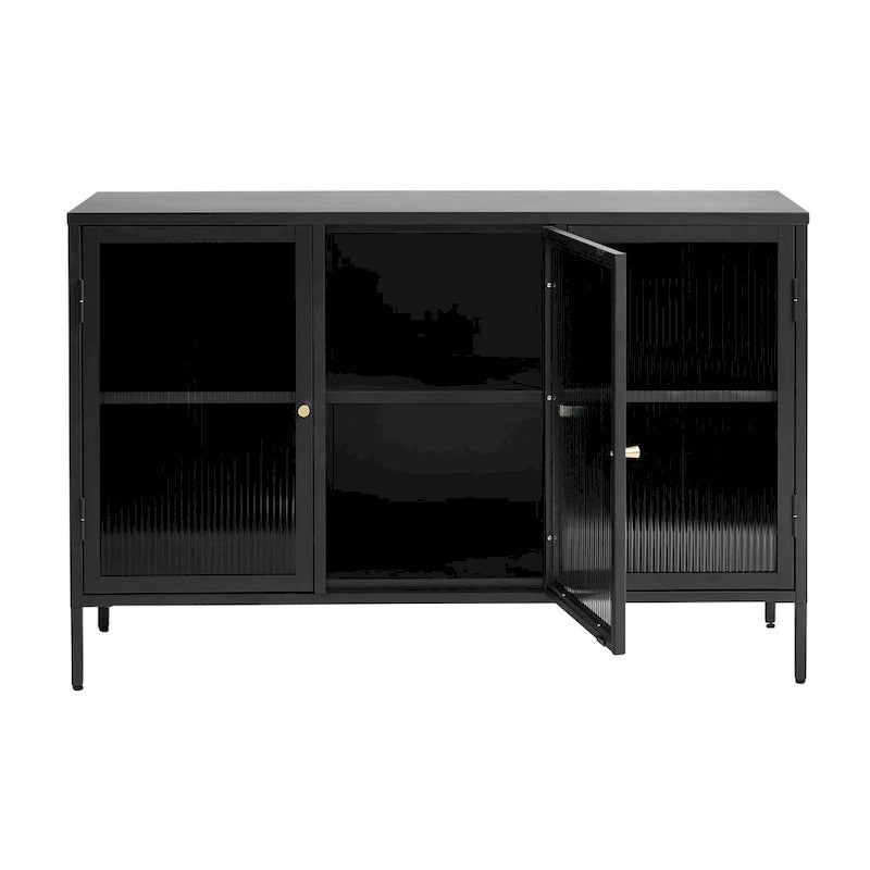 Modern Metal & Glass 3-Door Sideboard