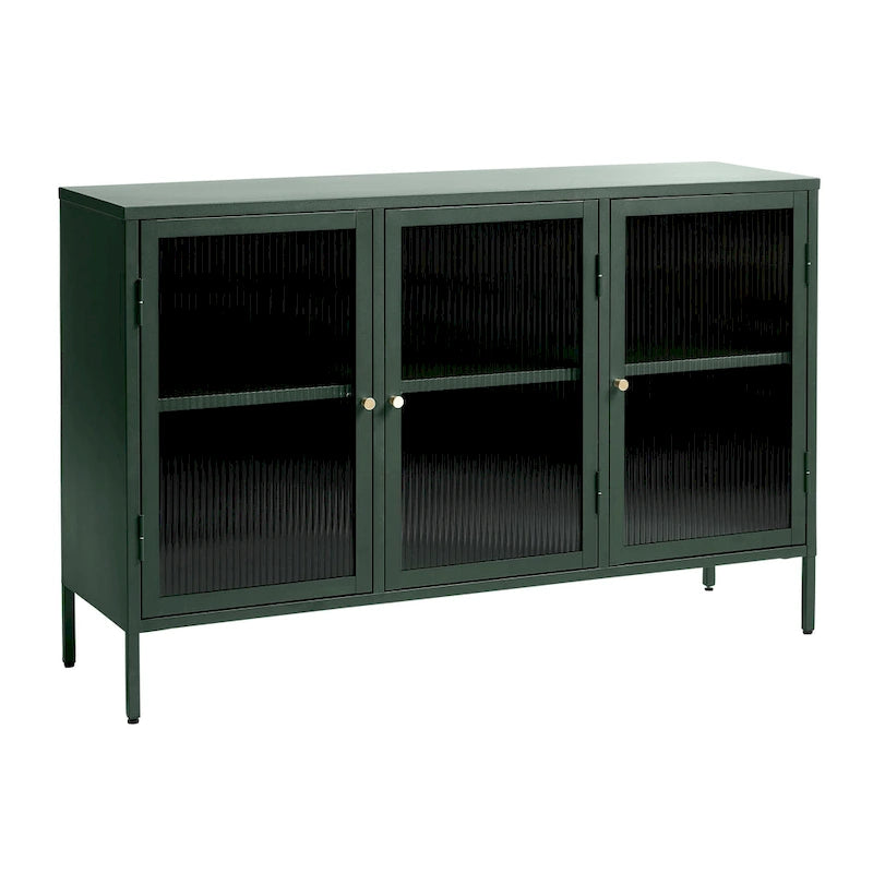 Modern Metal & Glass 3-Door Sideboard
