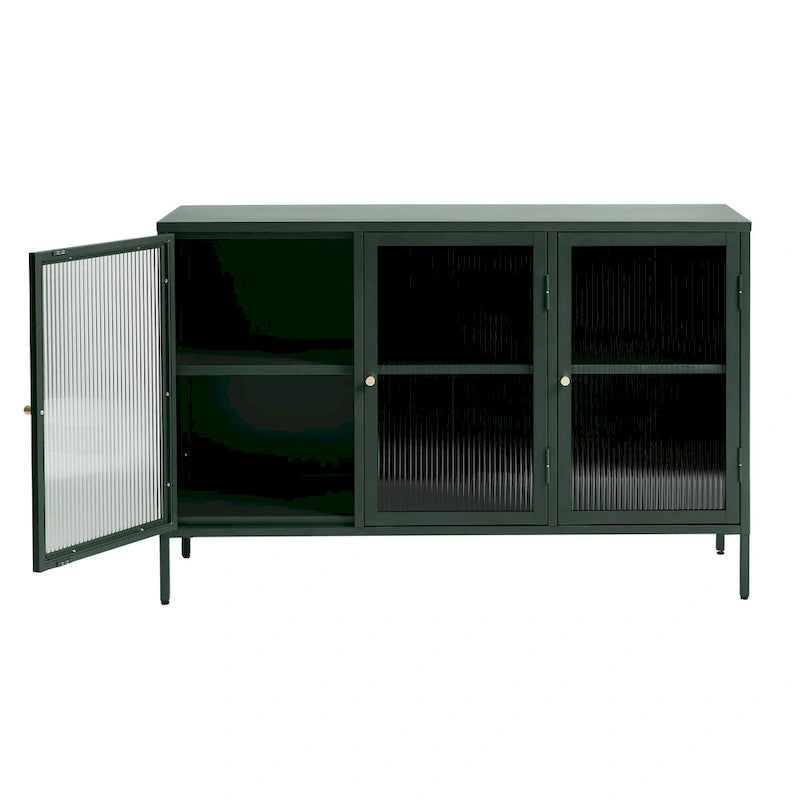 Modern Metal & Glass 3-Door Sideboard