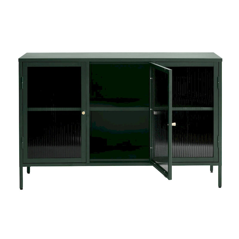 Modern Metal & Glass 3-Door Sideboard