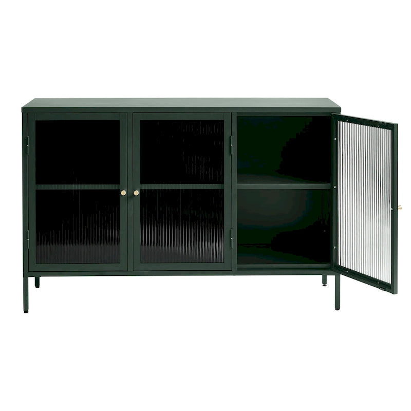 Modern Metal & Glass 3-Door Sideboard