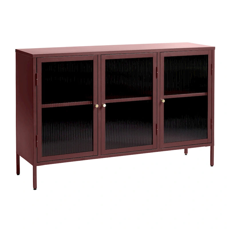 Modern Metal & Glass 3-Door Sideboard