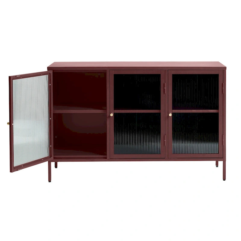Modern Metal & Glass 3-Door Sideboard
