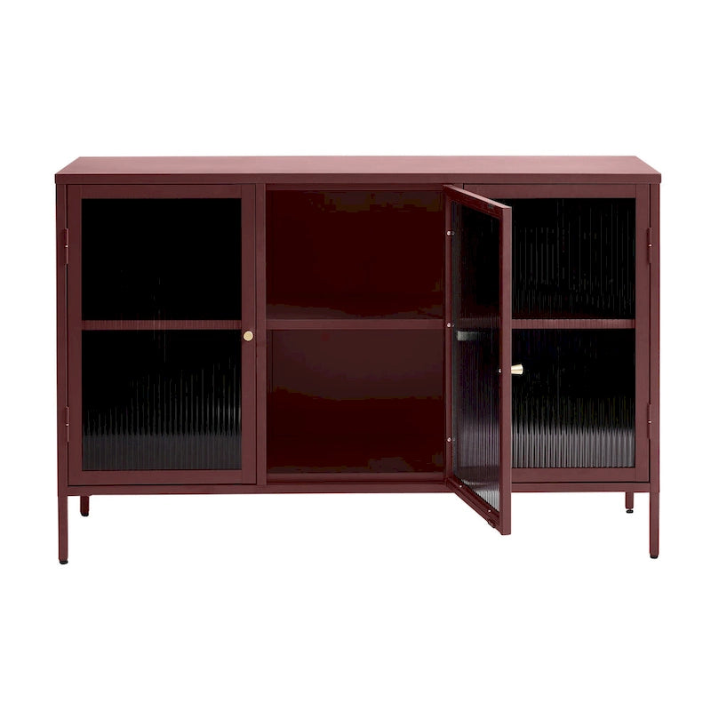Modern Metal & Glass 3-Door Sideboard