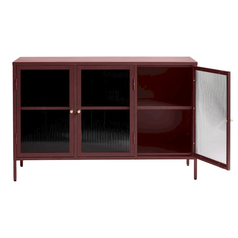 Modern Metal & Glass 3-Door Sideboard