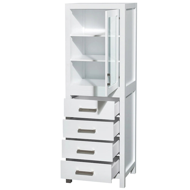 Linen Tower with Door & Drawer Storage