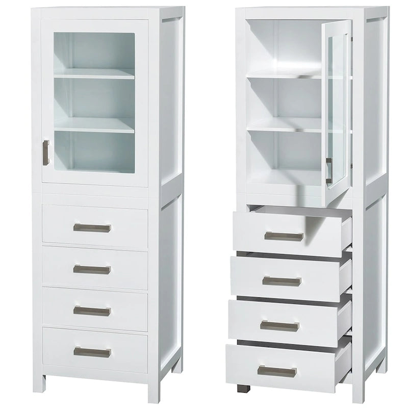 Linen Tower with Door & Drawer Storage