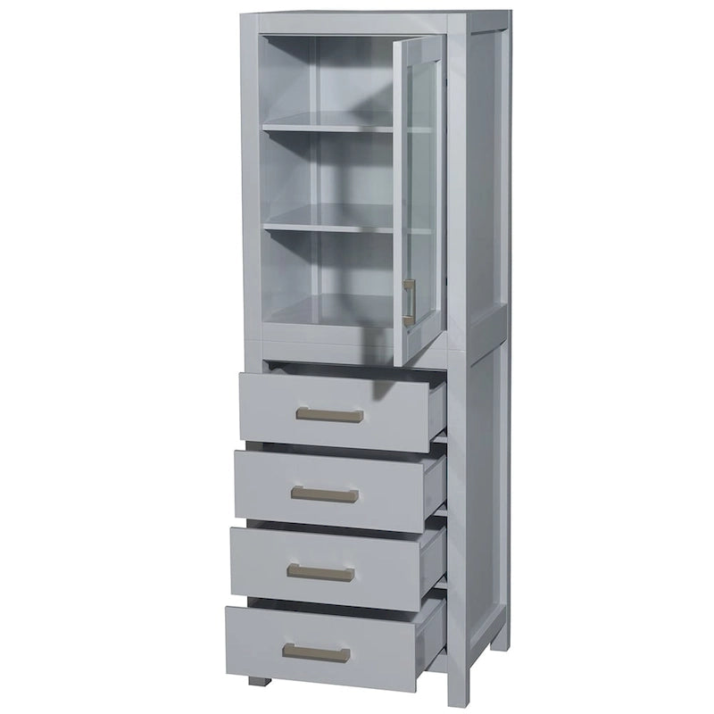 Linen Tower with Door & Drawer Storage