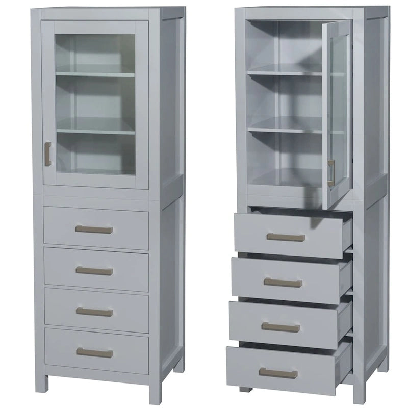 Linen Tower with Door & Drawer Storage